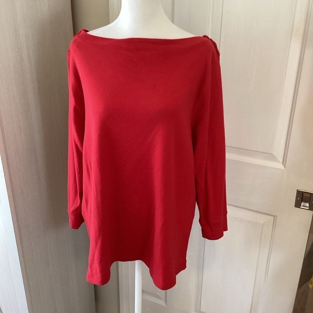 Jones New York Red Long Sleeve Top Sz 2X